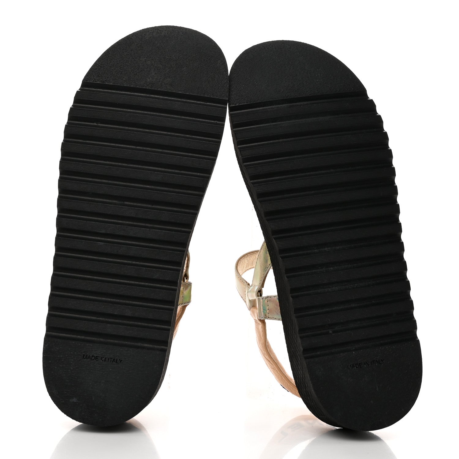 Chanel Lambskin Logo Platform Sandals 39.5 Beige Gold White 5 of 8