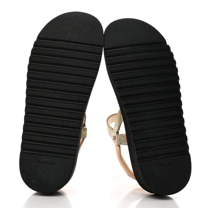 Chanel Lambskin Logo Platform Sandals 39.5 Beige Gold White 5 of 8