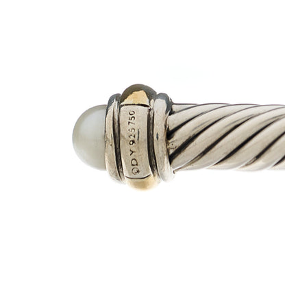 David Yurman Sterling Silver 18K Yellow Gold Pearl 4mm Cable Classics Bracelet 3 of 3