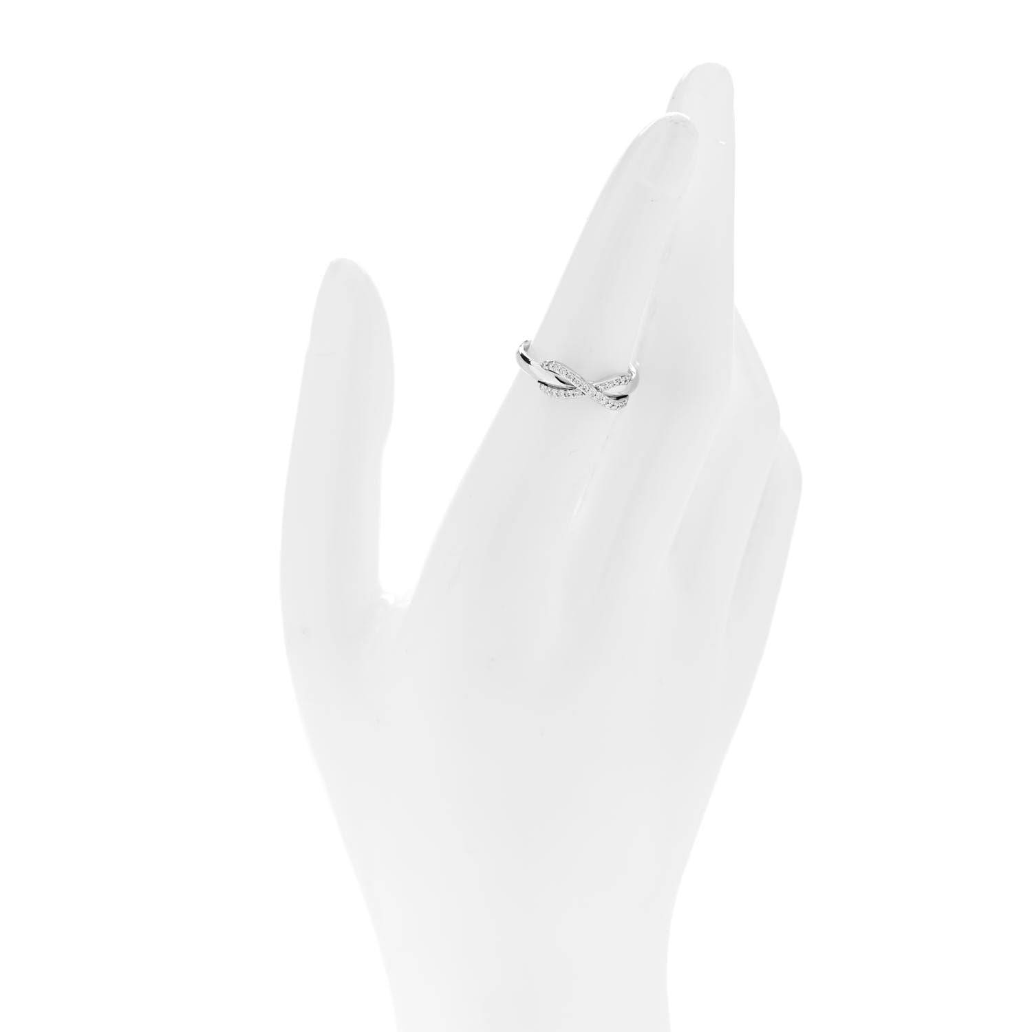 Tiffany 18K White Gold Diamond Infinity Ring 53 6.5 2 of 5
