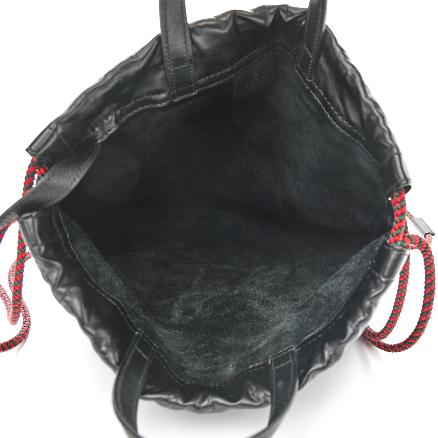 Calfskin Logo Drawstring Backpack Black