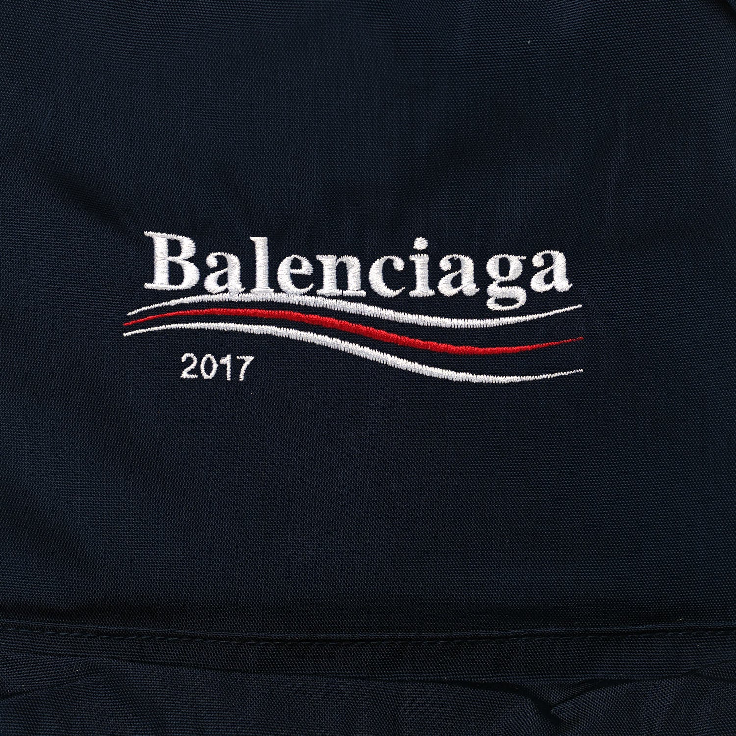 Balenciaga Nylon Political Campaign Logo Embroidered Explorer Backpack Navy 7 of 14