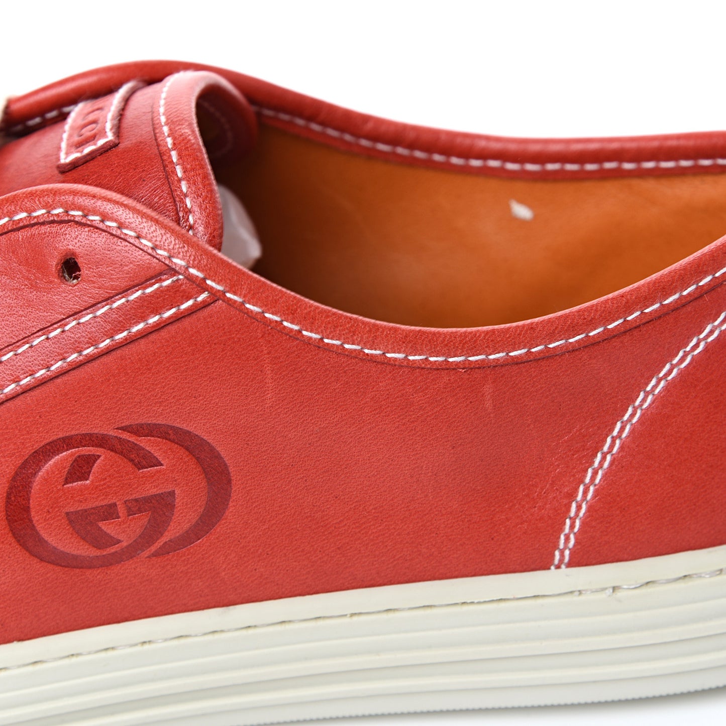 Calfskin Womens Interlocking G Sneakers 40 Red