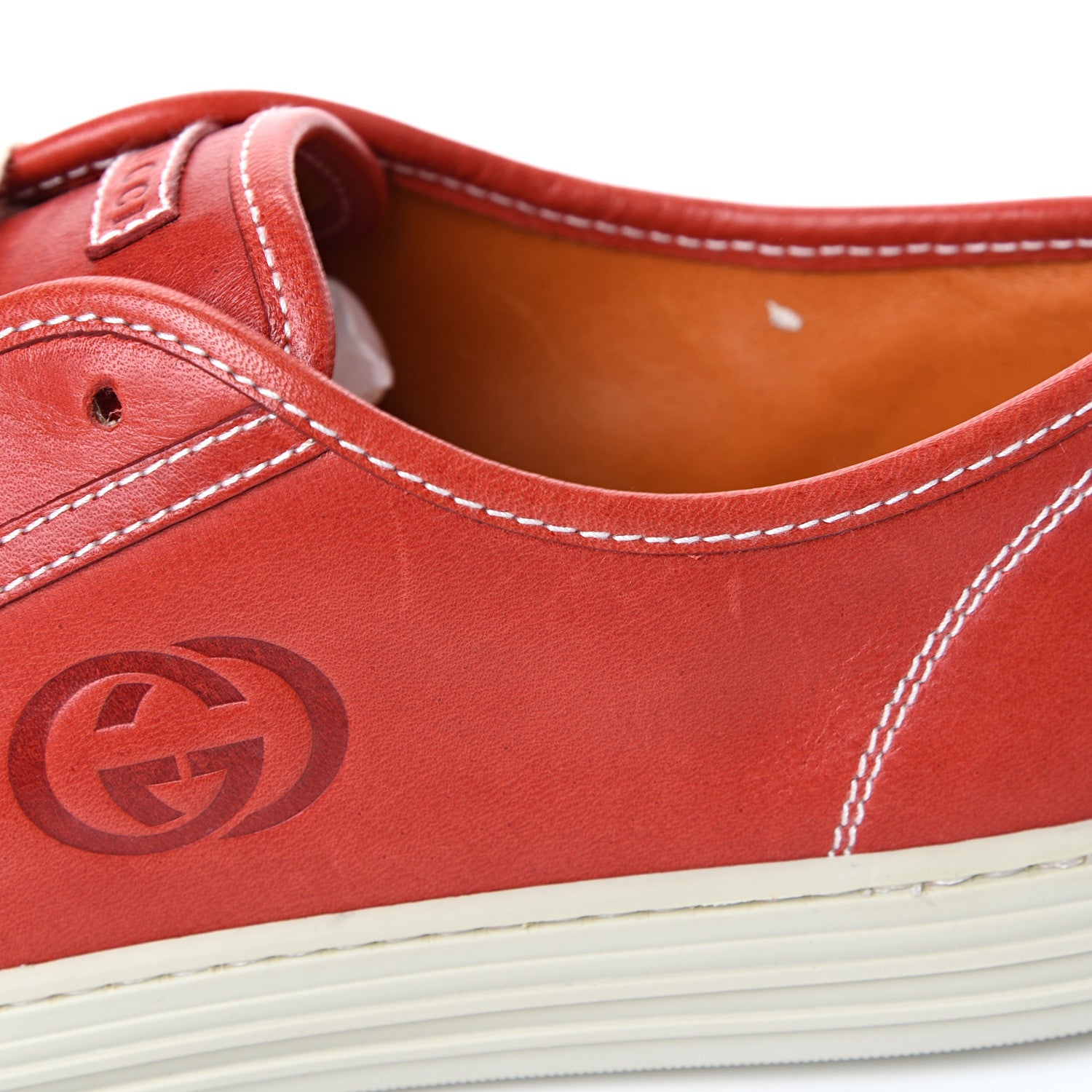 Gucci Calfskin Womens Interlocking G Sneakers 40 Red 10 of 12