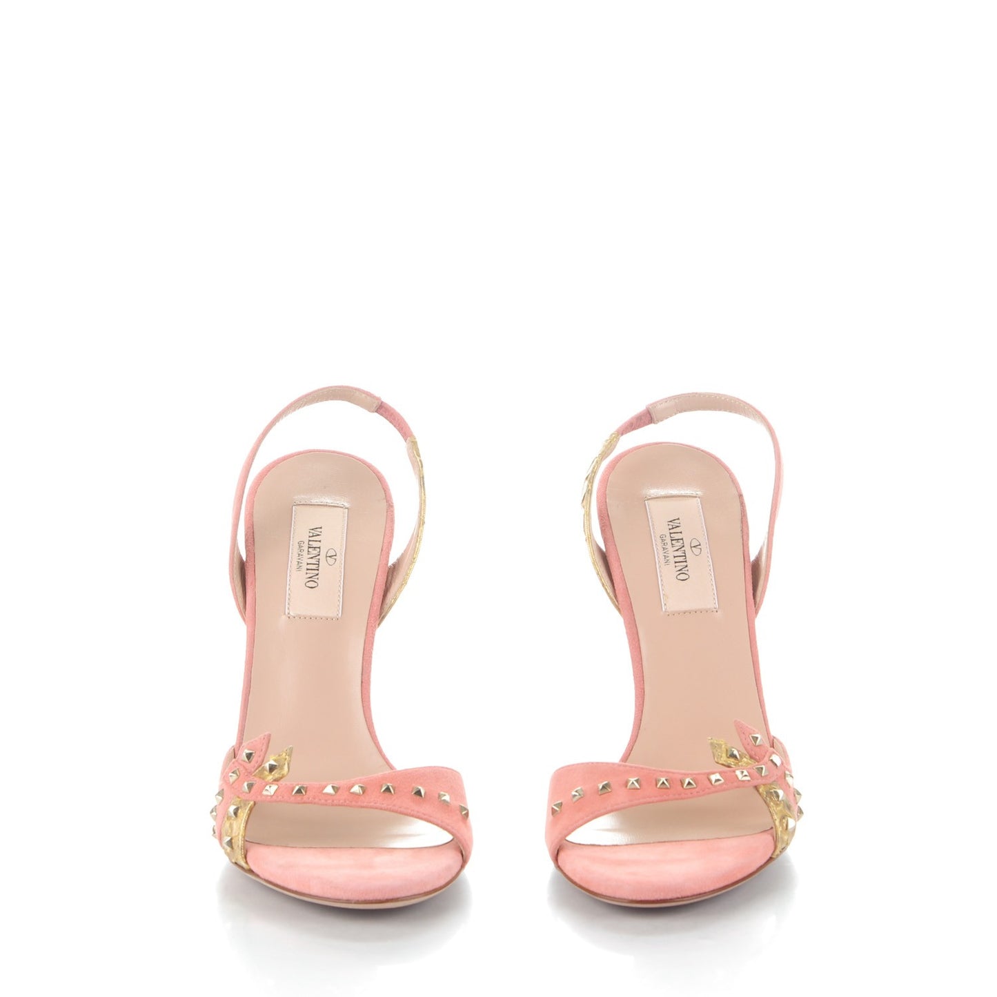 Suede Python Rockstud Ankle Strap 100 Sandals 37.5 Pink