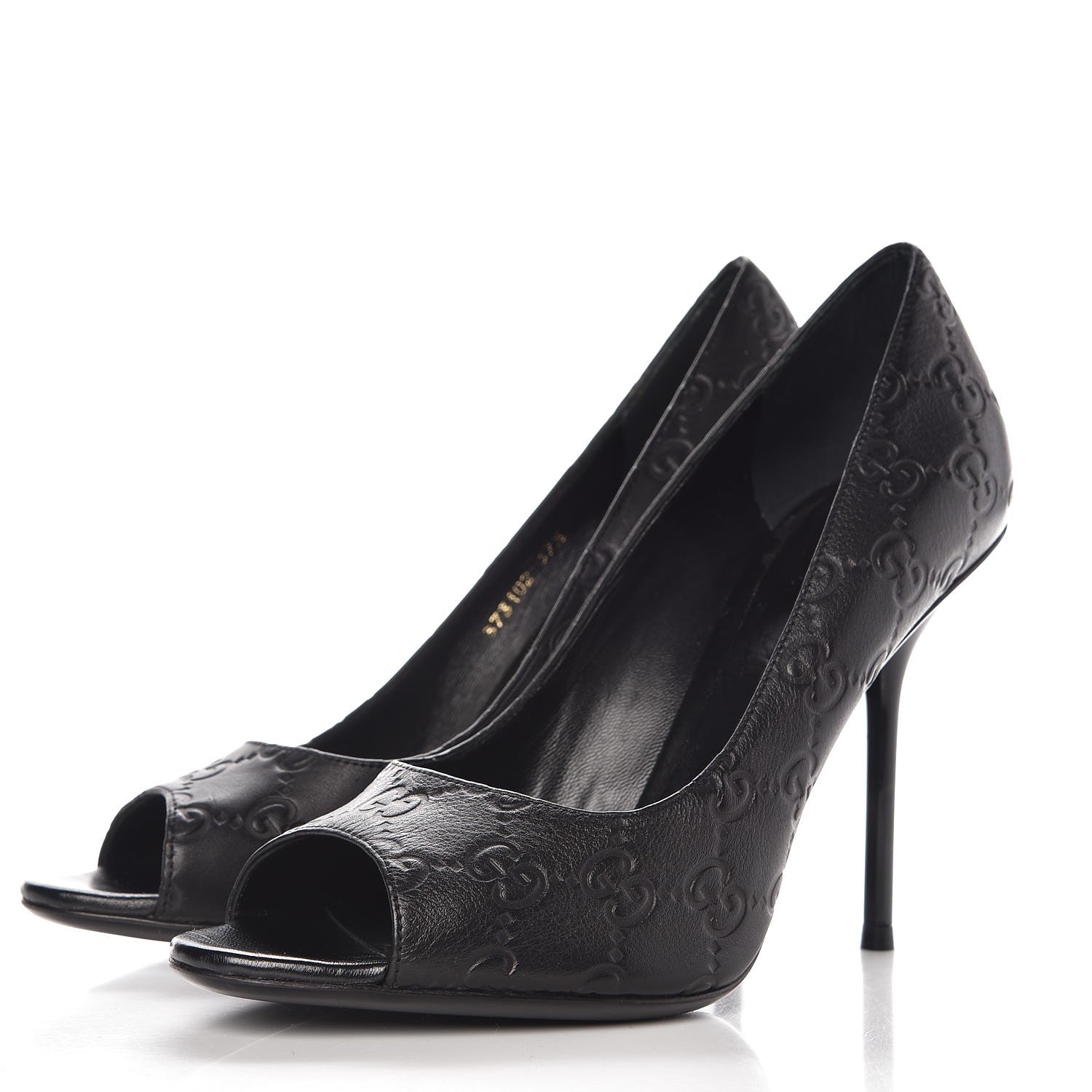 Gucci Guccissima Peep Toe Pumps 37.5 Black 3 of 12