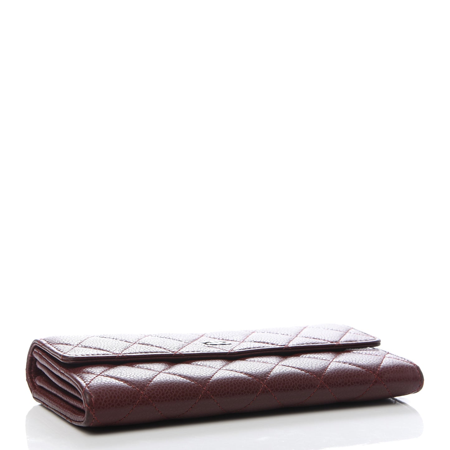 Caviar Quilted Large Gusset Flap Wallet Dark Red