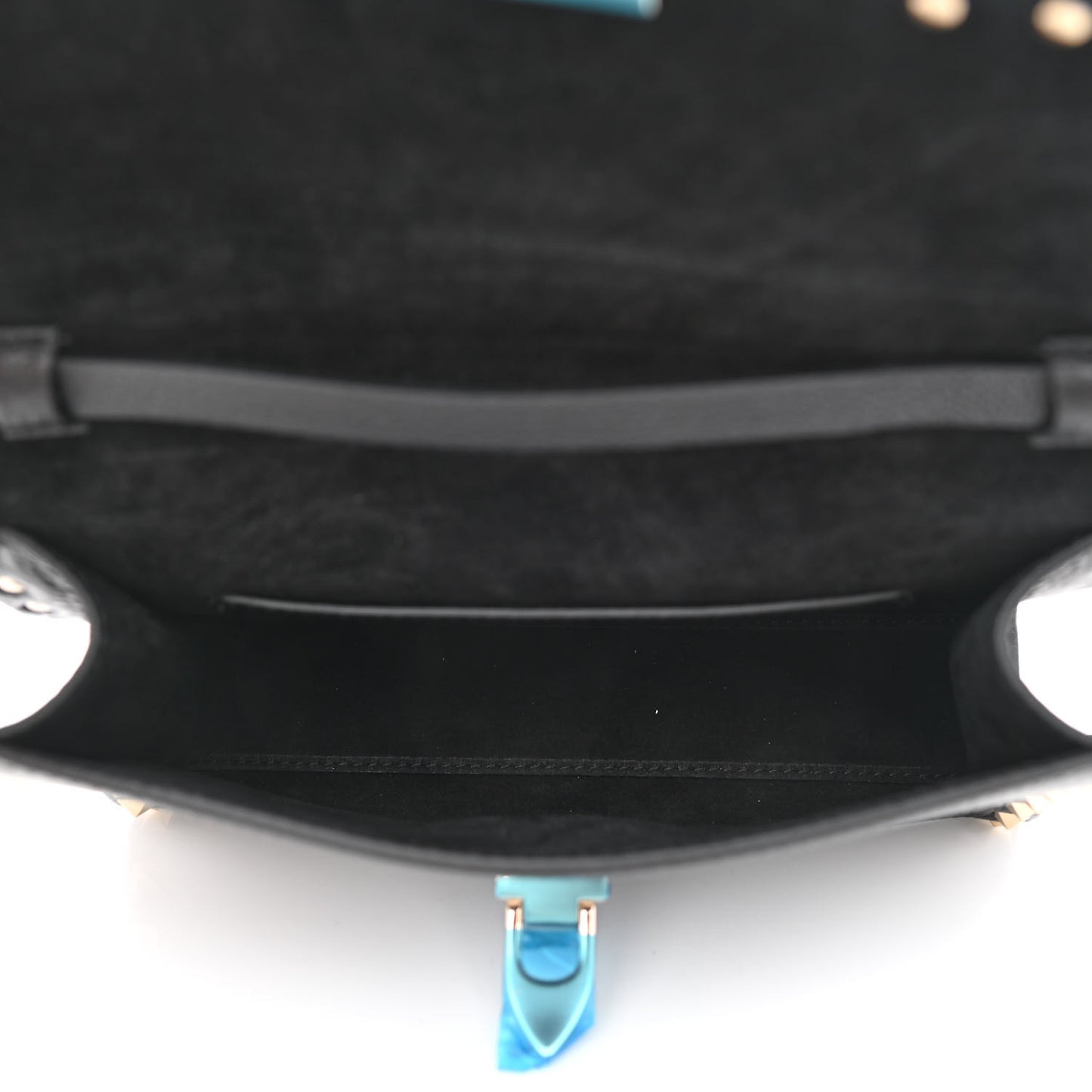 Pebbled Calfskin Medium Rockstud Flip Lock Crossbody Bag Black