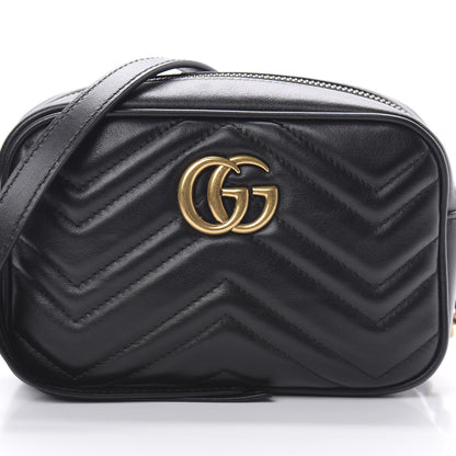 Gucci Calfskin Matelasse Mini GG Marmont Chain Shoulder Bag Black 8 of 10