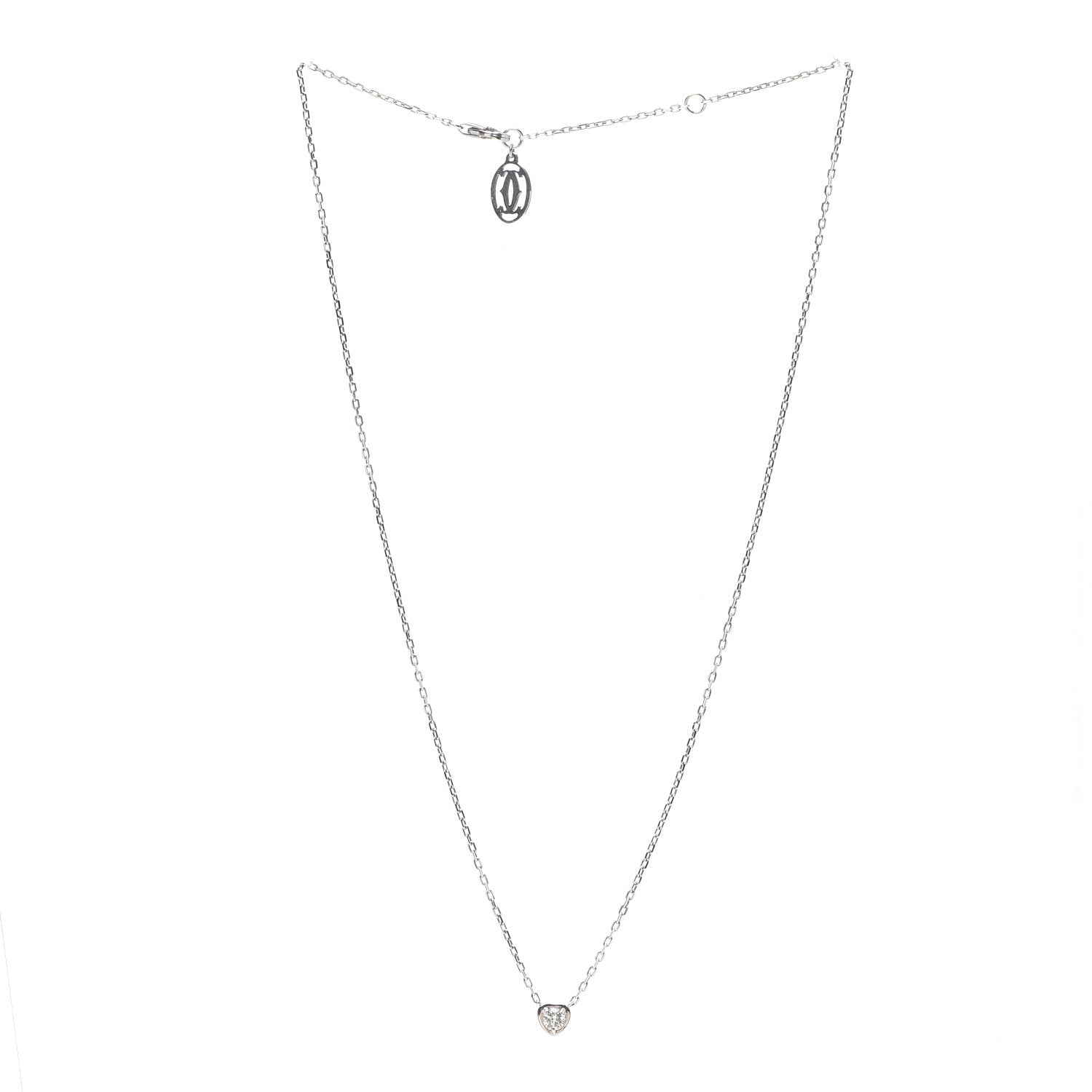 Cartier 18K White Gold Diamond D'Amour Heart Pendant Necklace 3 of 5