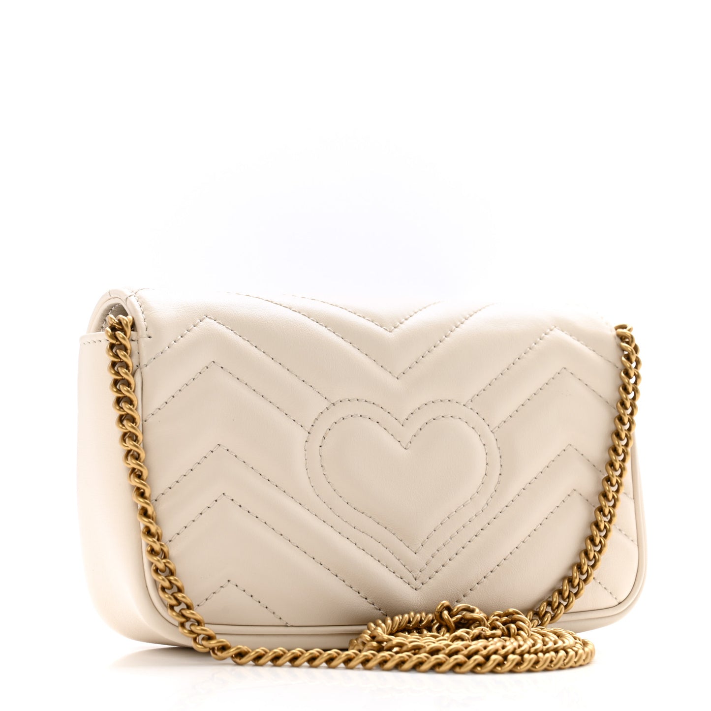Calfskin Matelasse Super Mini GG Marmont Shoulder Bag White