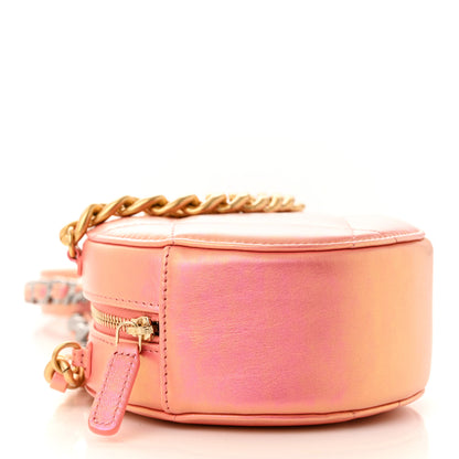 Chanel Iridescent Calfskin Quilted Chanel 19 Round Clutch With Chain Pink 4 of 10
