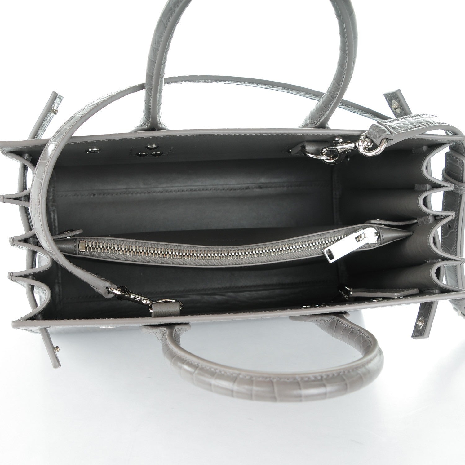 Saint Laurent Calfskin Crocodile Embossed Baby Sac De Jour Fog 5 of 8