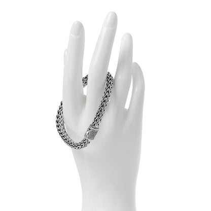 John Hardy Sterling Silver 18K White Gold Diamond 7.5mm Classic Chain Bracelet 2 of 5