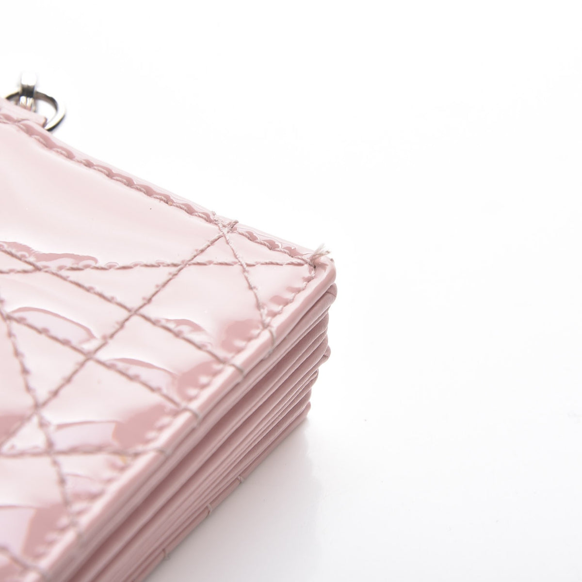 Patent Cannage Lady Dior 5-Gusset Card Holder Pink