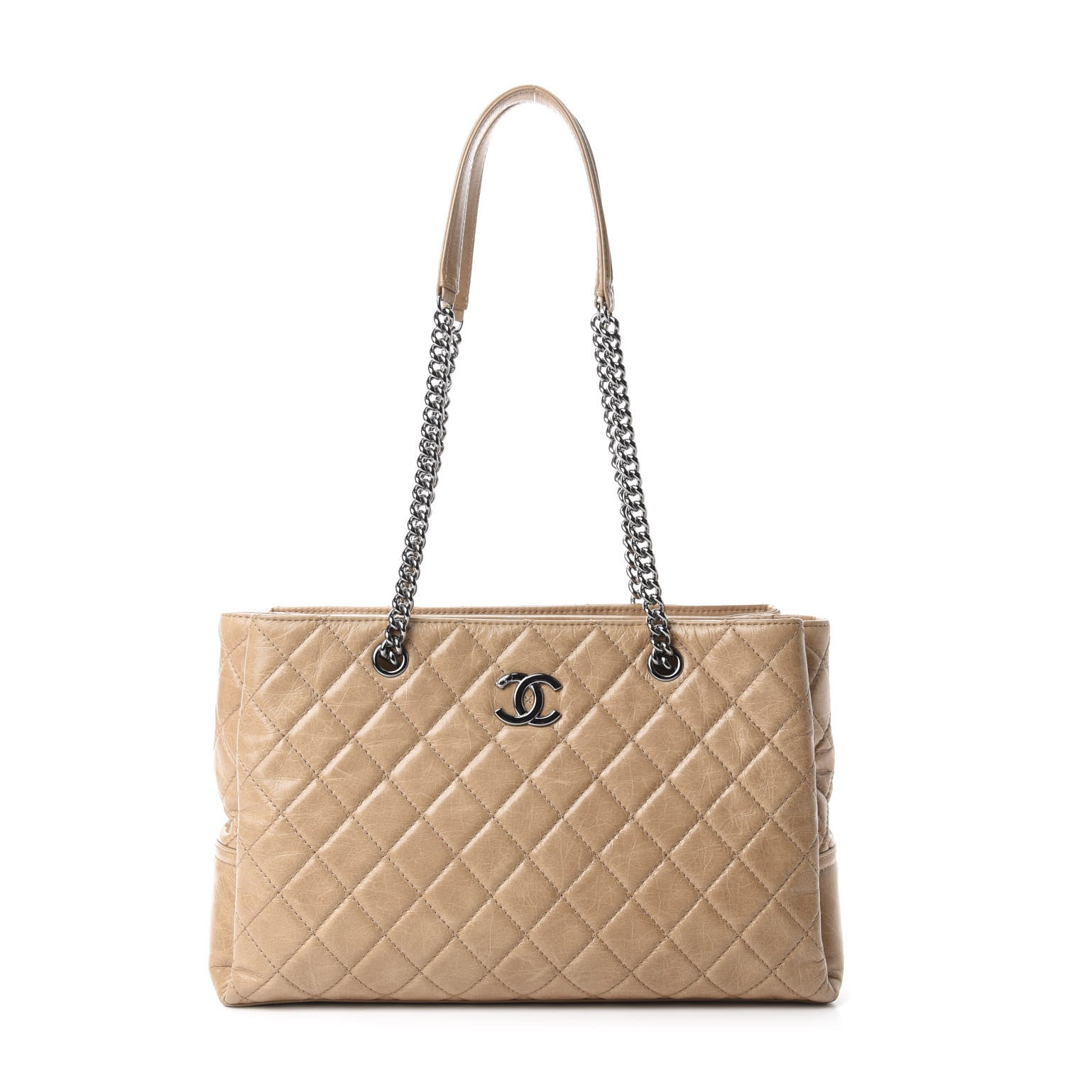 Chanel Glazed Calfskin Quilted Shopping Tote Beige 1 of 11