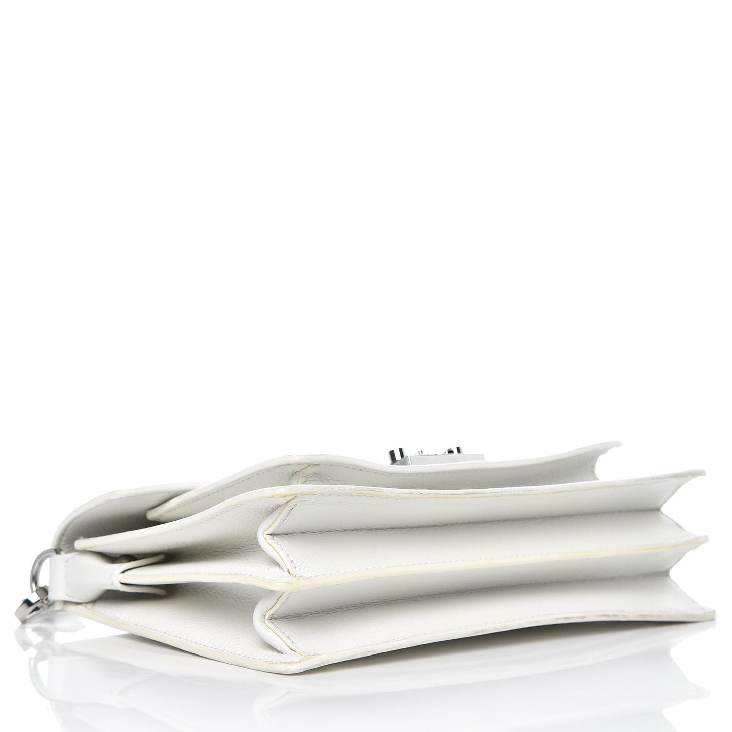 Grained Calfskin Small Patricia Crossbody White