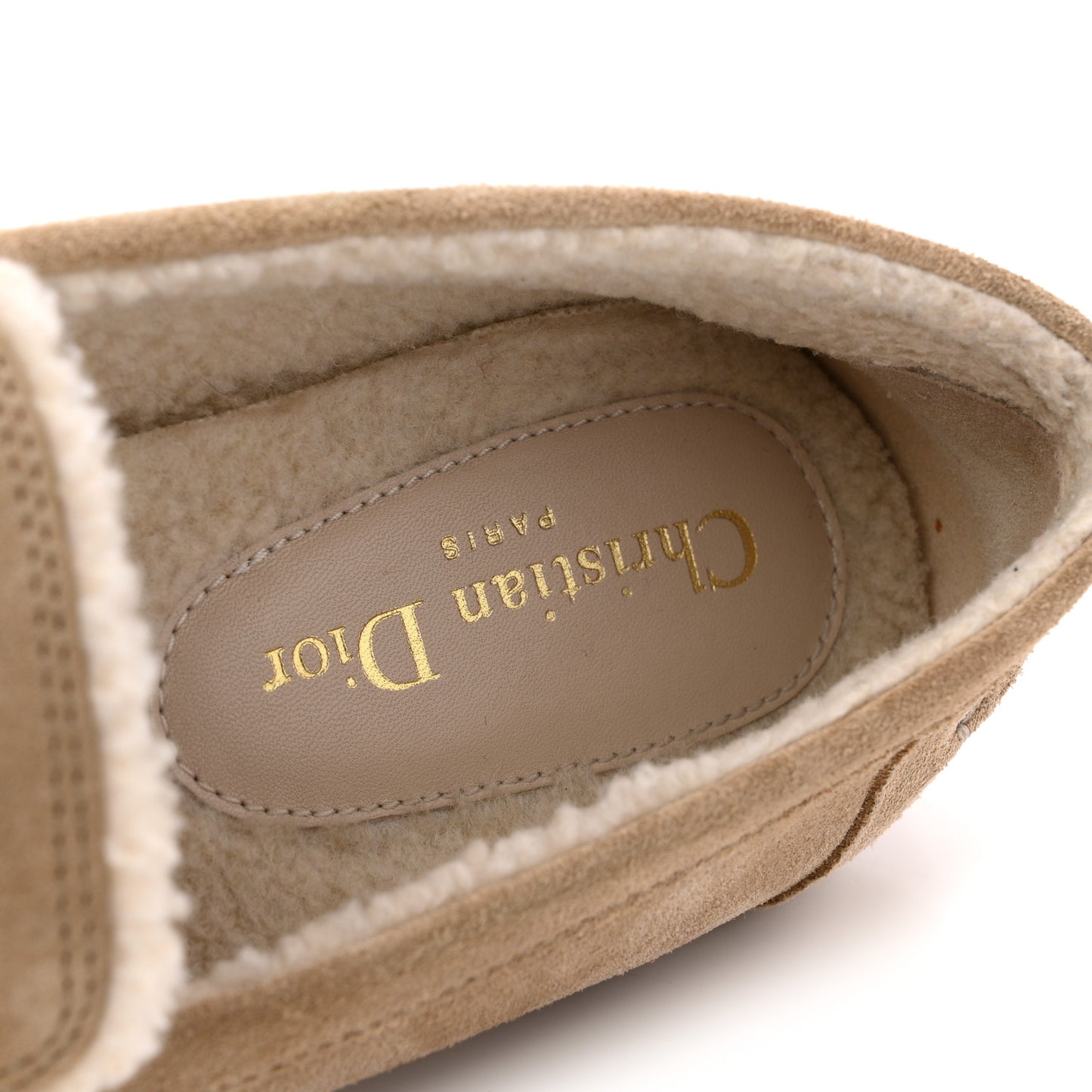 Suede Calfskin Shearling DiorAlps Dior Boy Loafers 38.5 Rope Beige