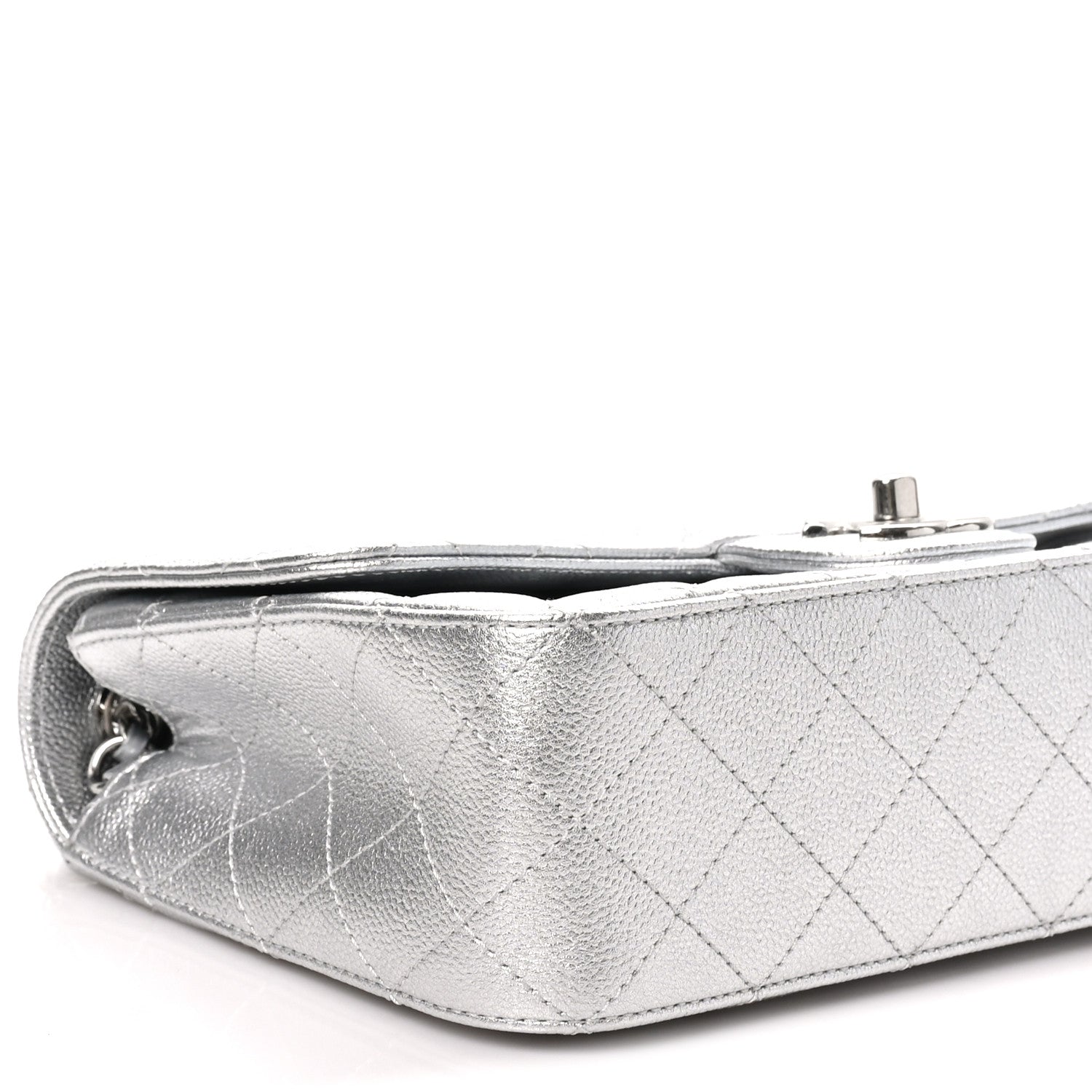 Chanel Metallic Caviar Quilted Medium CC Slide Flap Silver 8 of 10