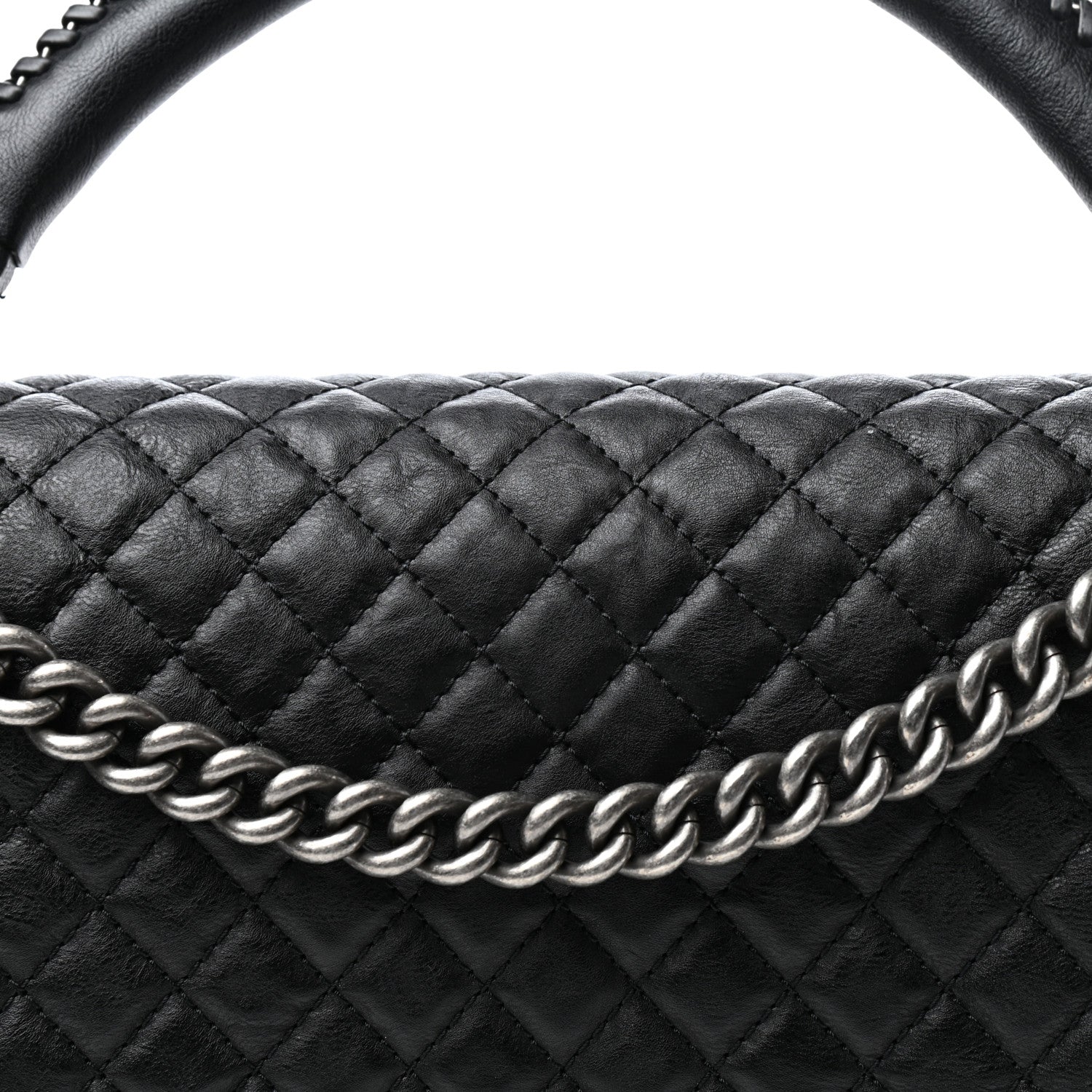 Chanel Calfskin Quilted New Medium Boy Top Handle Flap Black 10 of 10