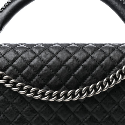 Chanel Calfskin Quilted New Medium Boy Top Handle Flap Black 10 of 10