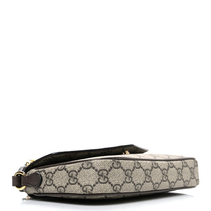 Gucci GG Supreme Monogram Textured Dollar Calfskin Web Mini Ophidia Envelope Shoulder Bag Beige Ebony New Acero 4 of 11
