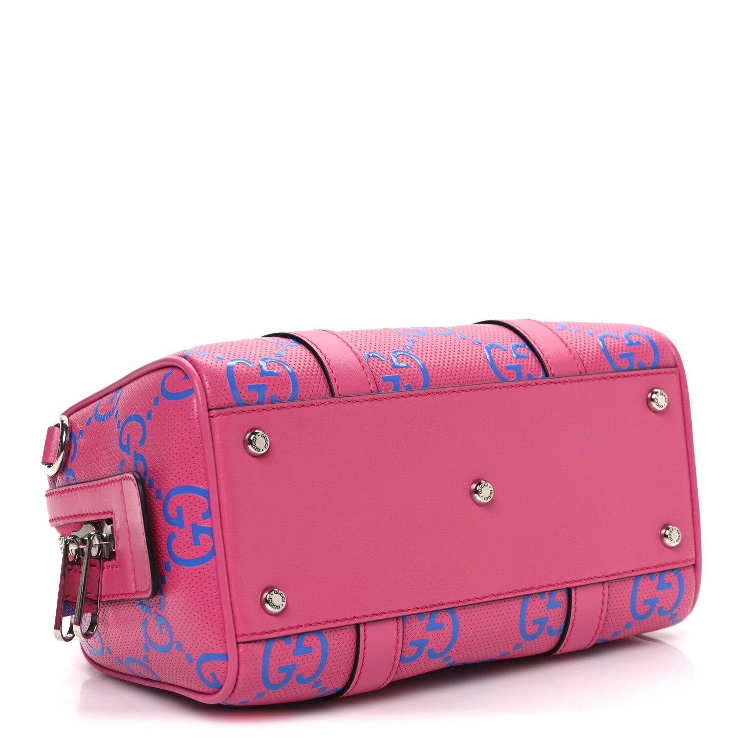 Gucci Calfskin GG Tennis Bi-Color Embossed Mini Duffle Bag Modern Fucsia Modern Blue 4 of 10