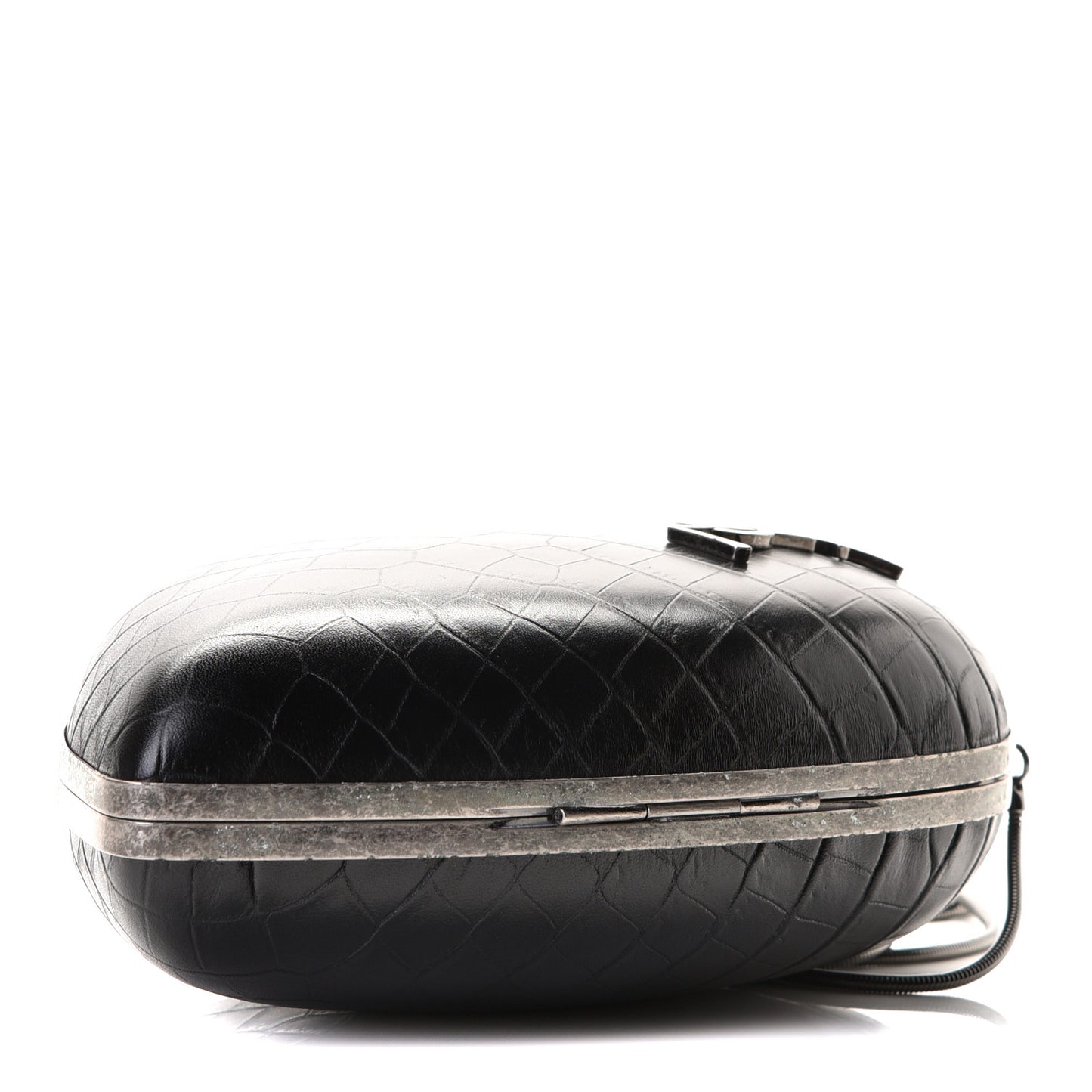 Calfskin Crocodile Embossed Monogram Love Box Bag Black