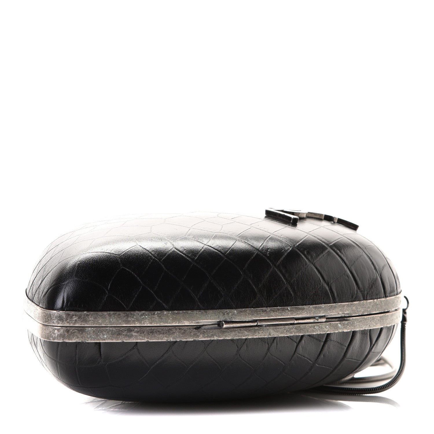Saint Laurent Calfskin Crocodile Embossed Monogram Love Box Bag Black 3 of 5