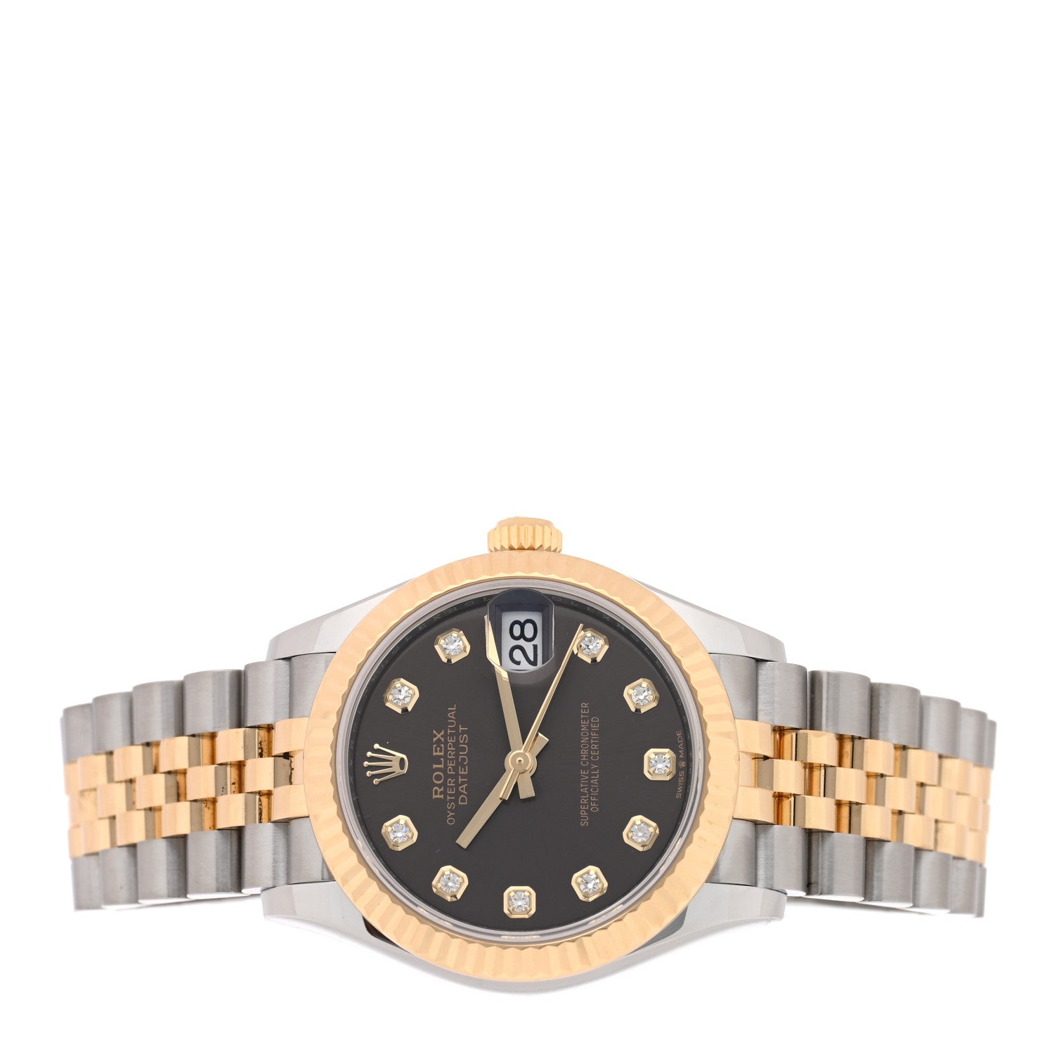 Rolex Stainless Steel 18K Yellow Gold Diamond 31mm Oyster Perpetual Datejust Watch Dark Grey 278273 2 of 5