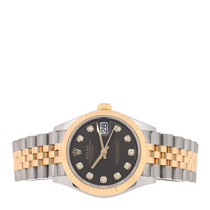 Rolex Stainless Steel 18K Yellow Gold Diamond 31mm Oyster Perpetual Datejust Watch Dark Grey 278273 2 of 5