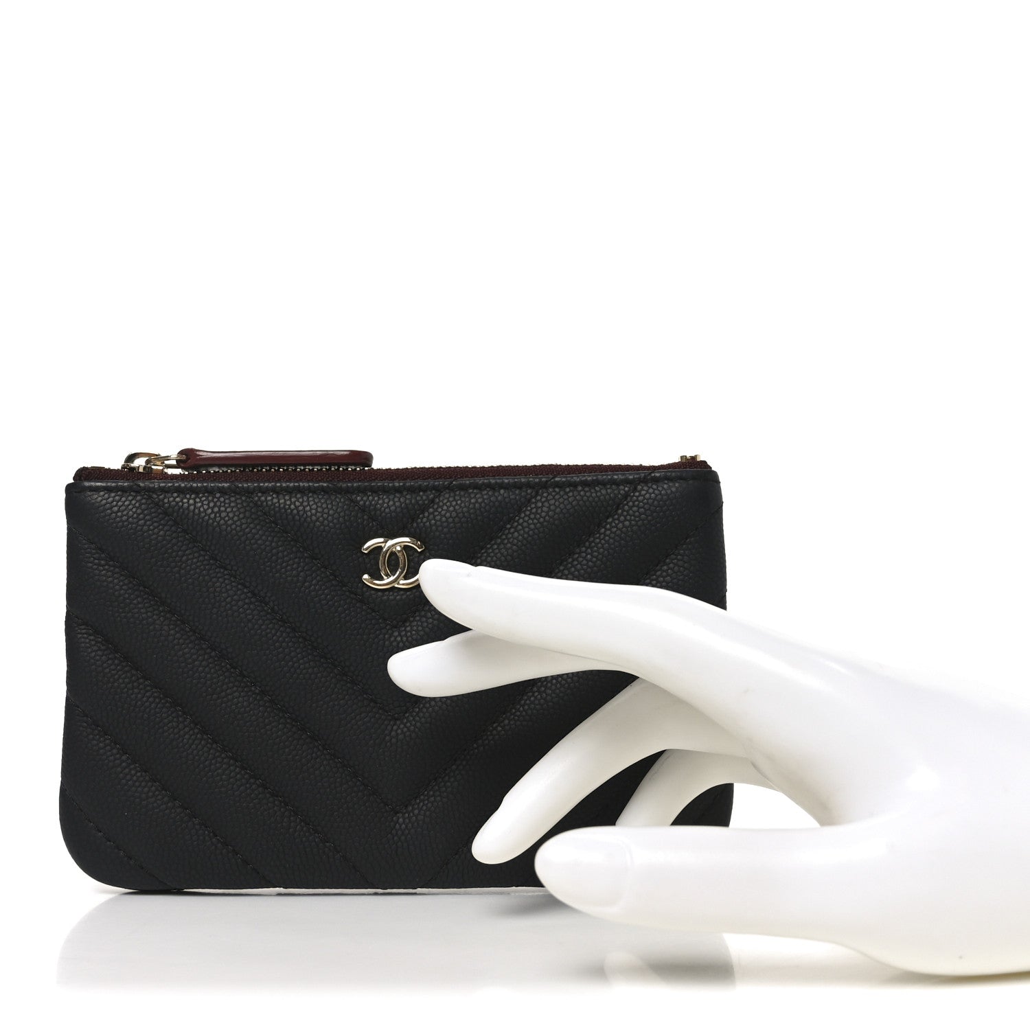 Chanel Caviar Chevron Quilted Small Cosmetic Case Black 2 of 8
