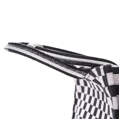 Christian Dior Canvas Embroidered Checkered Book Tote Black White 12 of 13