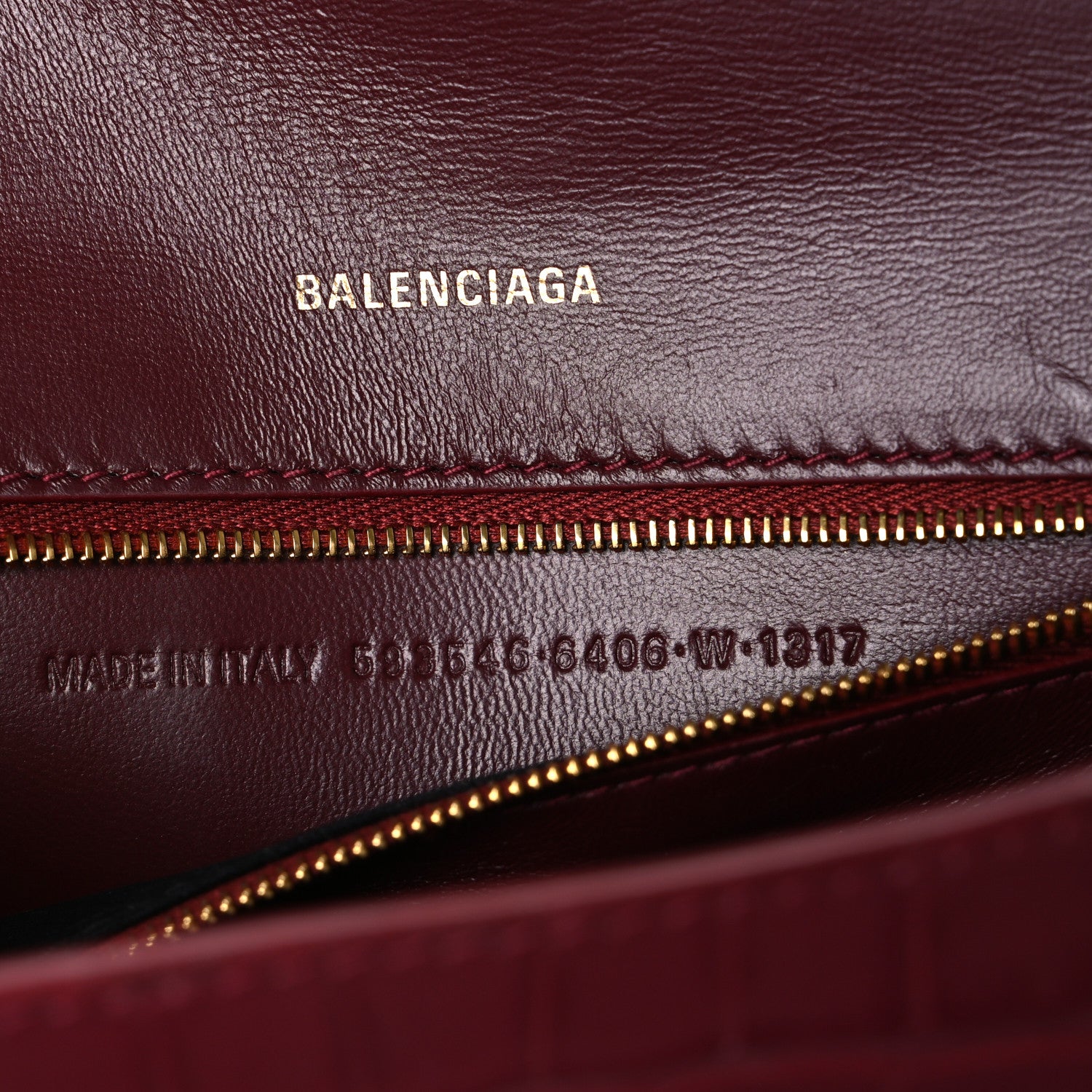 Balenciaga Shiny Calfskin Crocodile Embossed Small Hourglass Top Handle Bag Dark Red 7 of 11