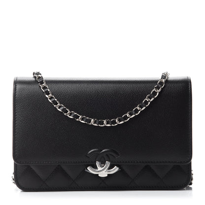 Chanel Grained Calfskin Quilted CC Box Wallet On Chain WOC Black 1 of 12