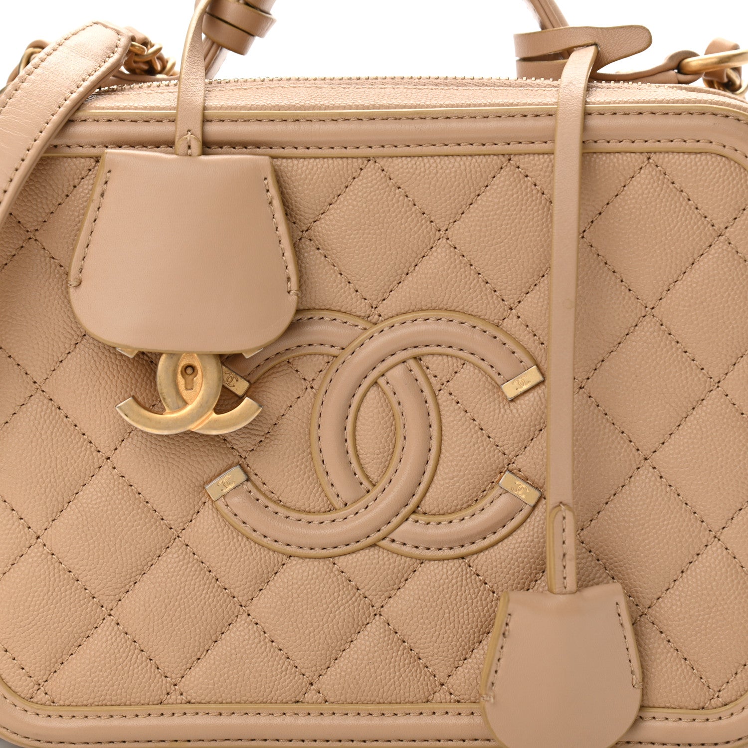 Chanel Caviar Quilted Medium CC Filigree Vanity Case Beige 11 of 13