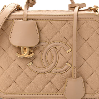 Chanel Caviar Quilted Medium CC Filigree Vanity Case Beige 11 of 13