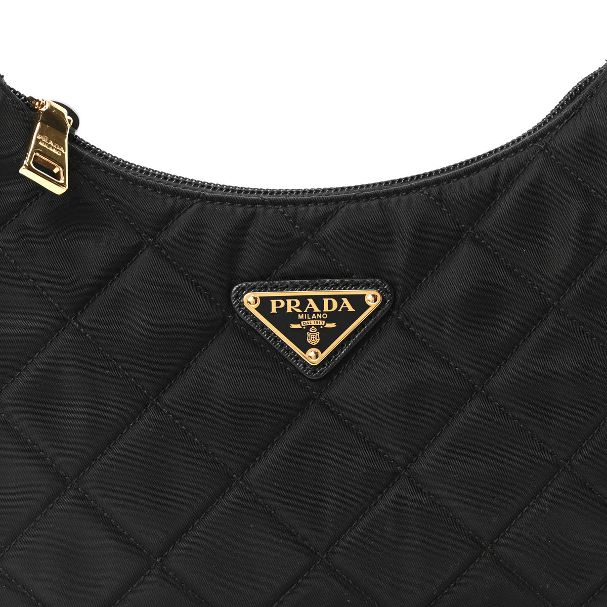 Prada Tessuto Nylon Stitched Shoulder Bag Black 9 of 11