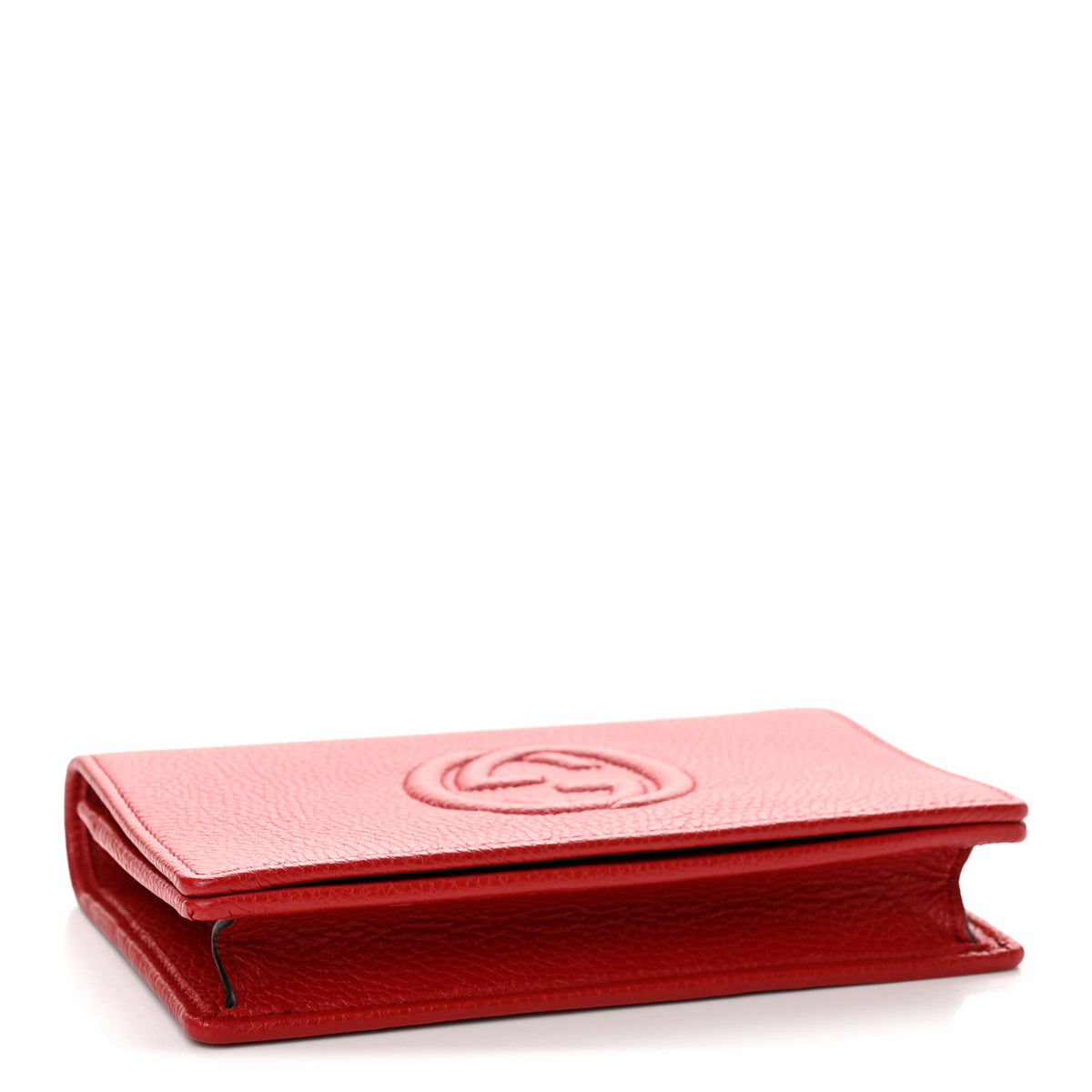 Gucci Pebbled Calfskin Soho Wallet On Chain Vibrant Red 4 of 10