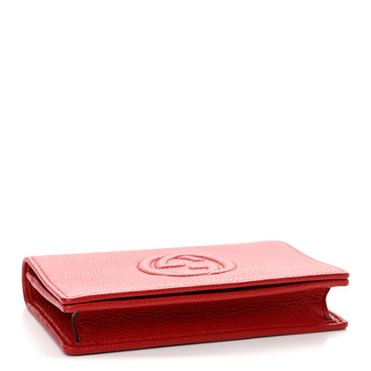 Gucci Pebbled Calfskin Soho Wallet On Chain Vibrant Red 4 of 10