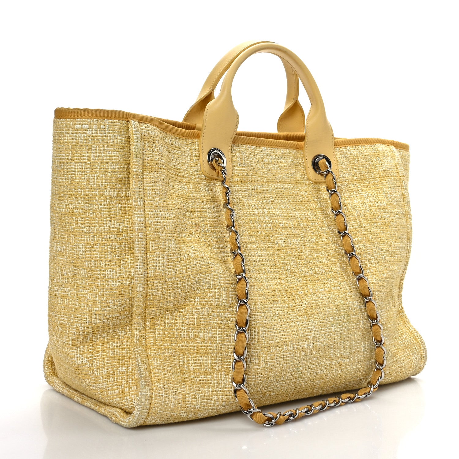 Chanel Canvas Medium Deauville Tote Light Yellow 2 of 9