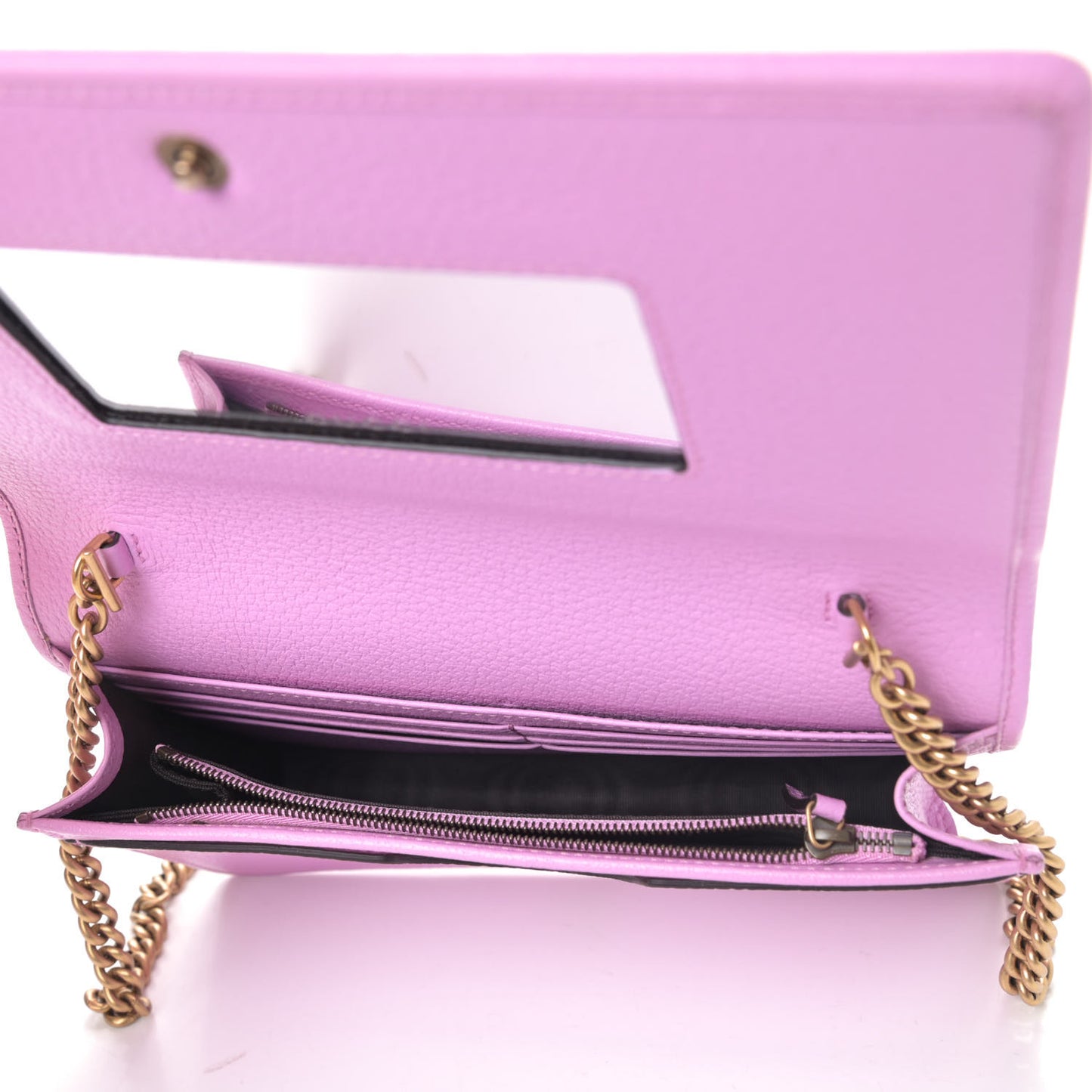 Calfskin Marquise Crystals Mini GG Chain Wallet Malva
