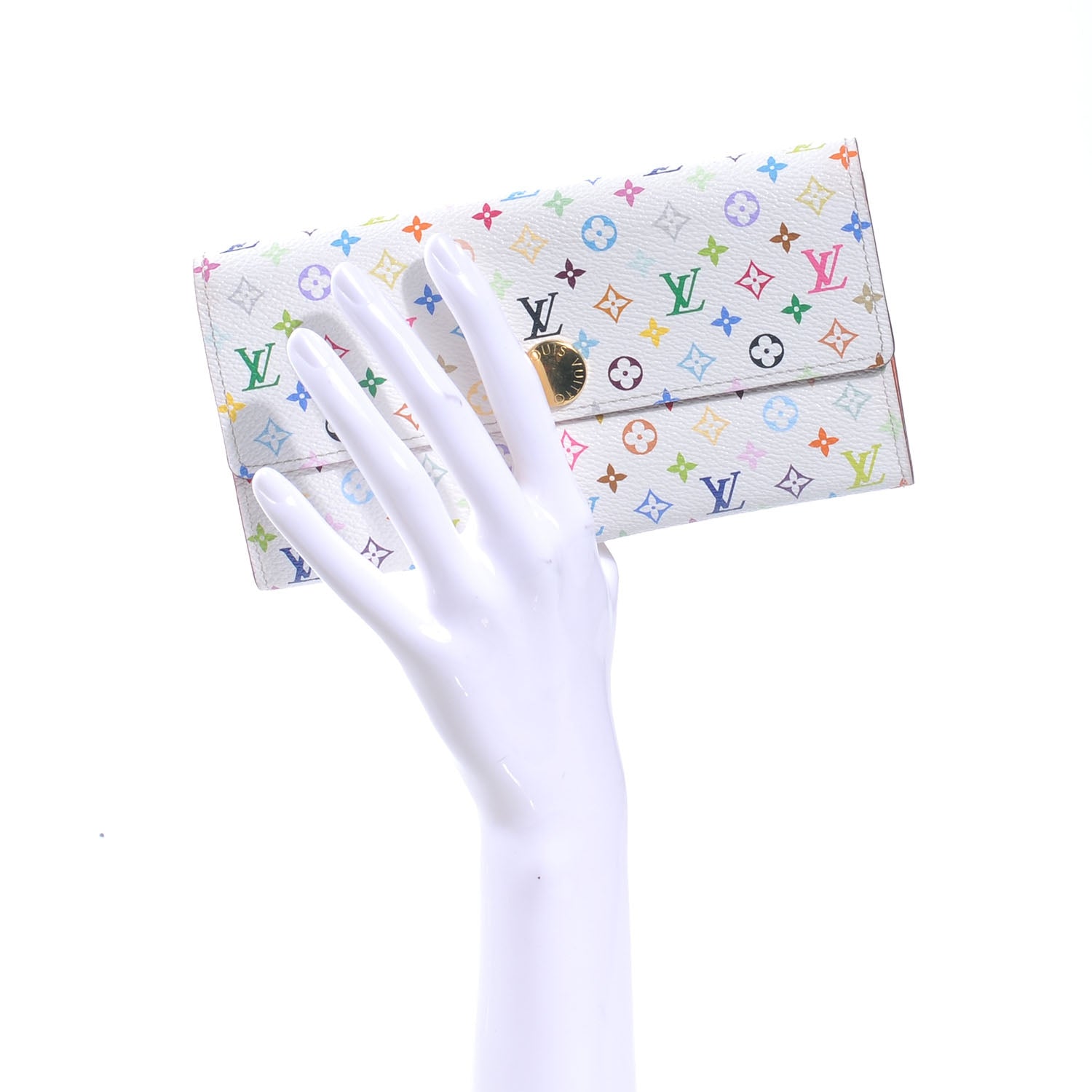 Louis Vuitton Monogram Multicolor Sarah Wallet White Orange 2 of 8