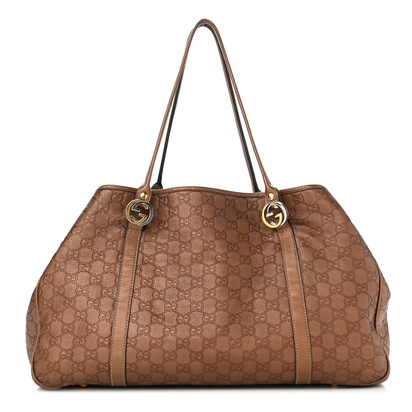 Metallic Guccissima Large GG Twins Tote Bronze