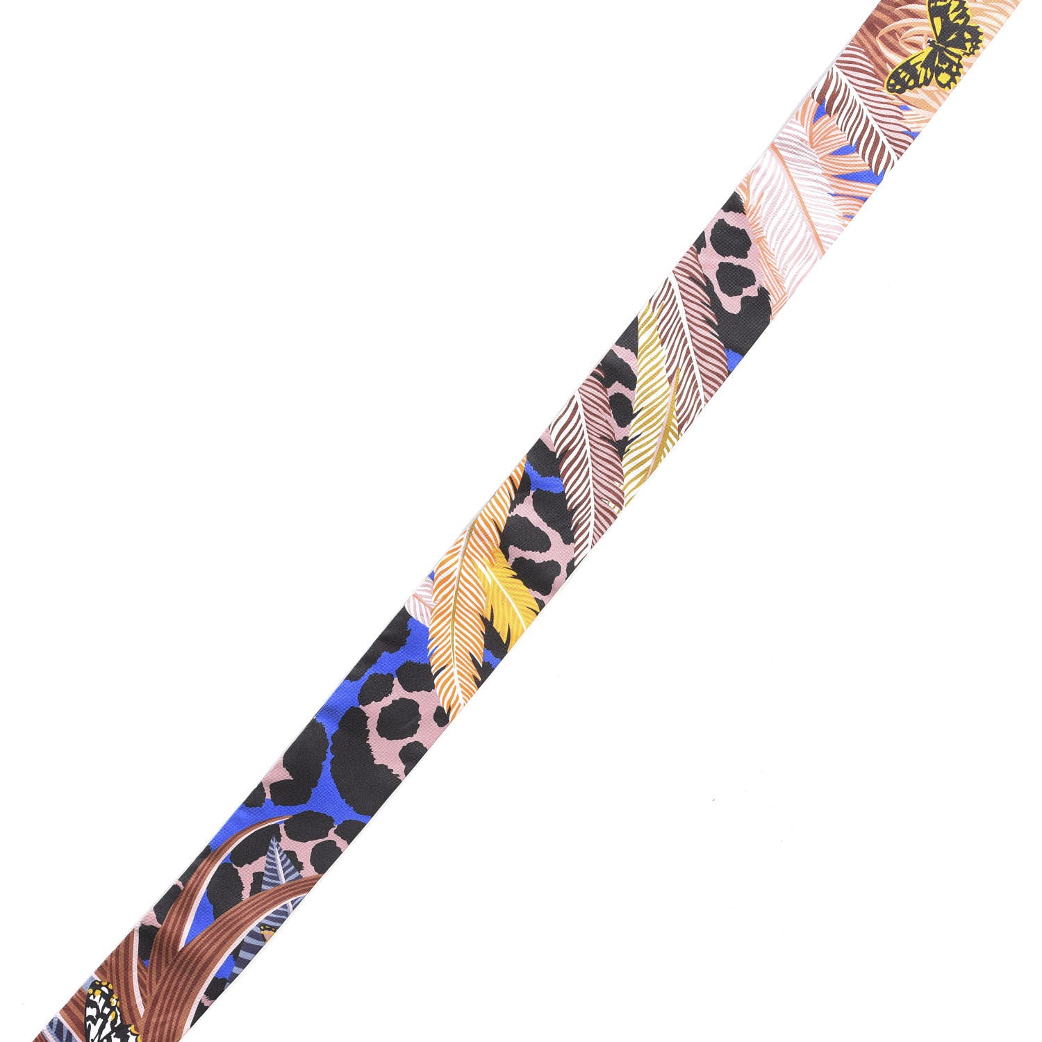 Hermes Silk Jaguar Quetzal Twilly Bleu Roy Brun Saumon 4 of 5