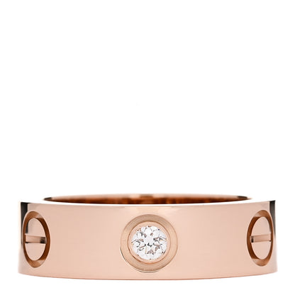 Cartier 18K Pink Gold 3 Diamond 5.5mm LOVE Ring 50 5.25 1 of 5