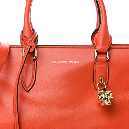 Alexander McQueen Pebbled Calfskin Small Skull Padlock Zip Around Tote Orange 10 of 10