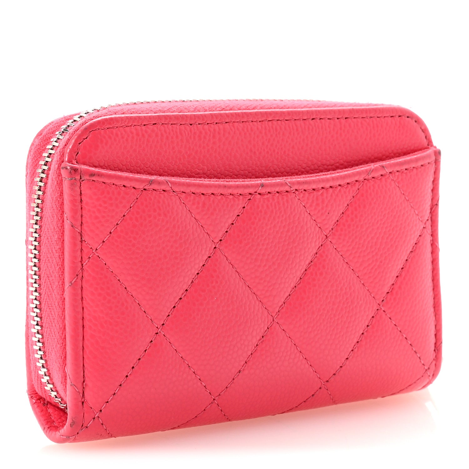 Chanel Caviar Quilted Zip Coin Purse Pink 3 of 7