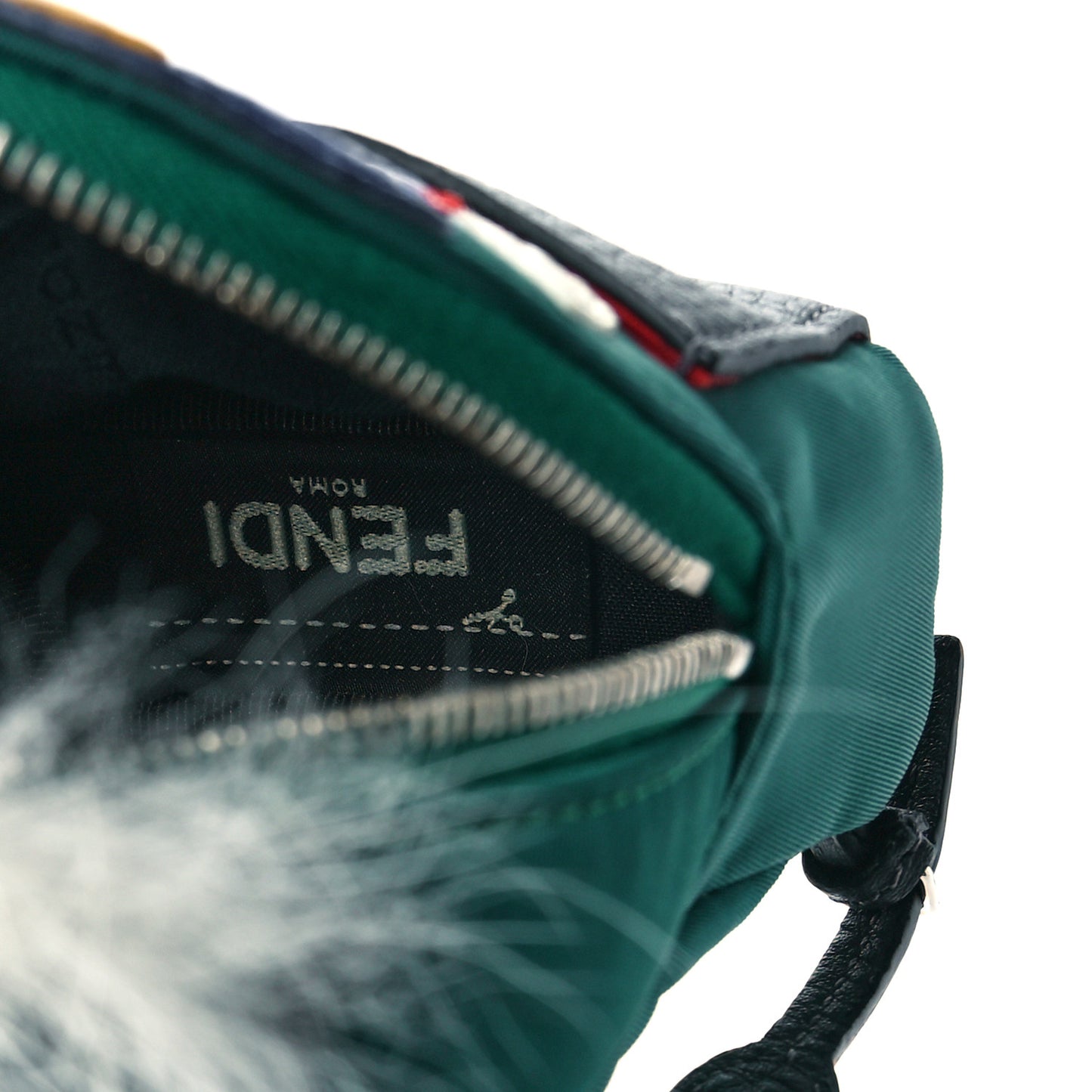 Nylon Cuoio Romano Nutria Fox Fur Monster Eyes Mini Backpack Charm Verde Bottiglia Asfalto Multicolor