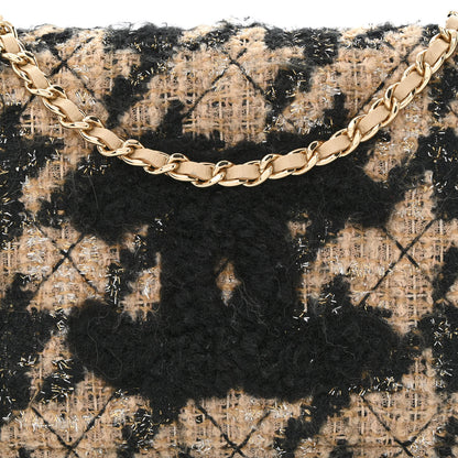 Chanel Tweed Shearling Quilted Chanel Wallet On Chain WOC and Coin Purse Beige Black 10 of 14